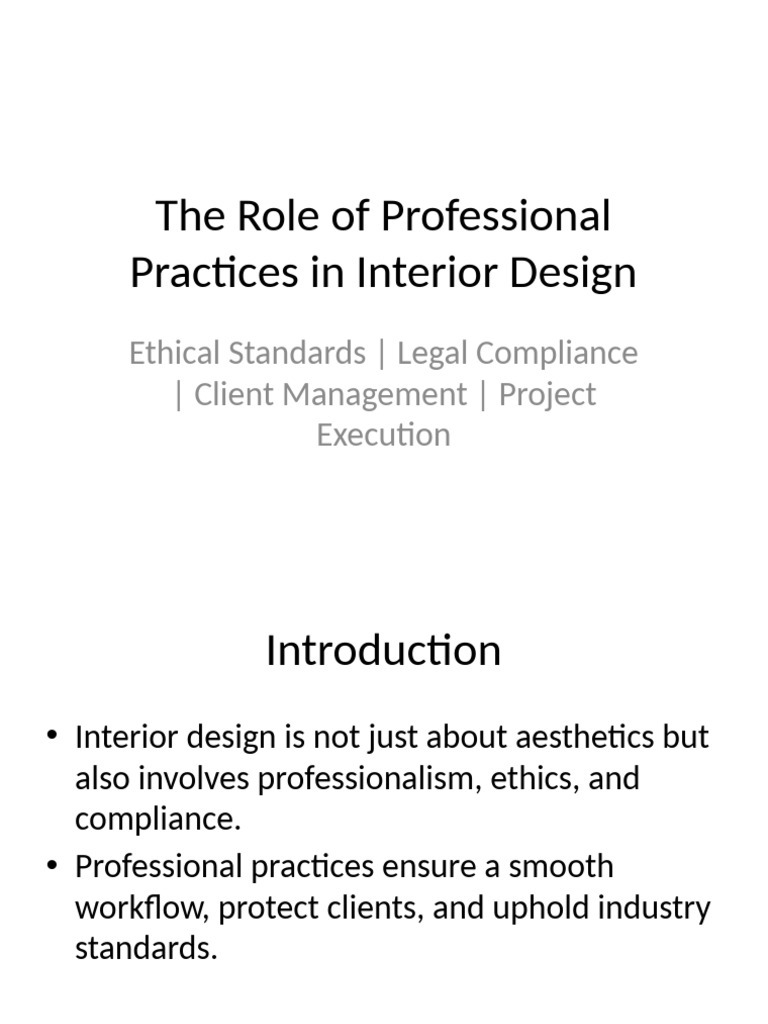 Professional Practices in Interior Design | PDF | Regulatory Compliance ...