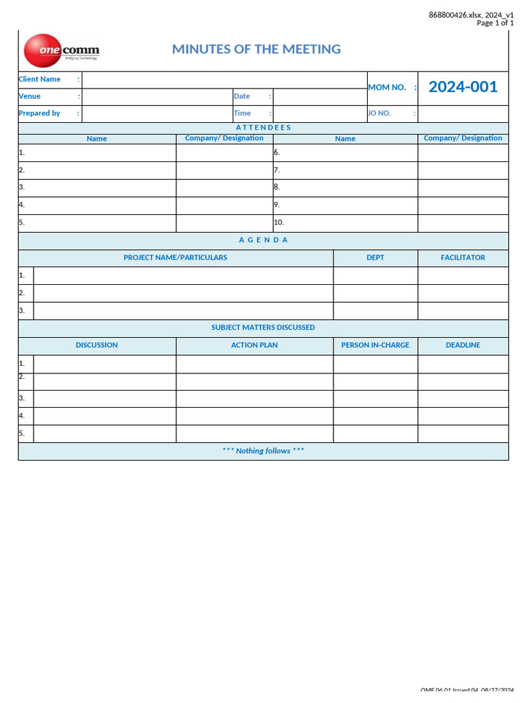 MOM Template - v4 | PDF