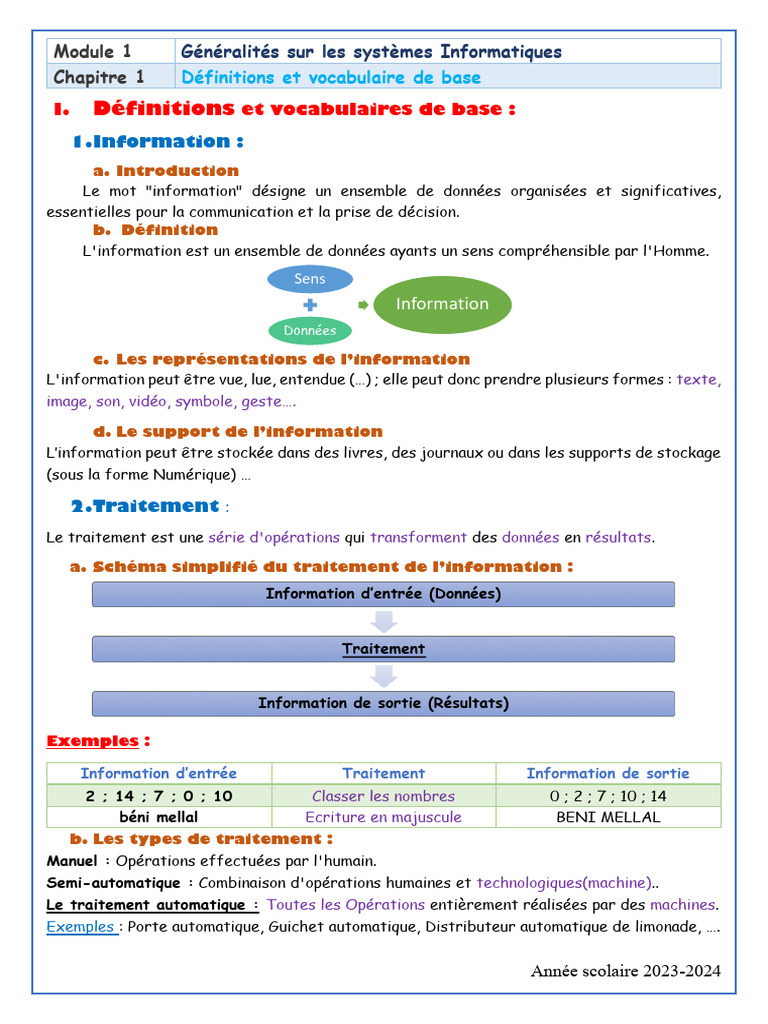 Introduction à l'informatique et traitement | PDF | Matériel ...