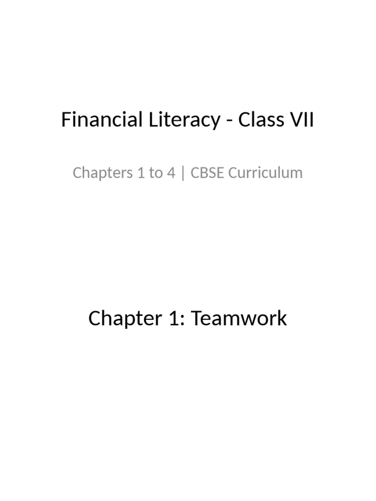 Financial Literacy Ch1-4 | PDF