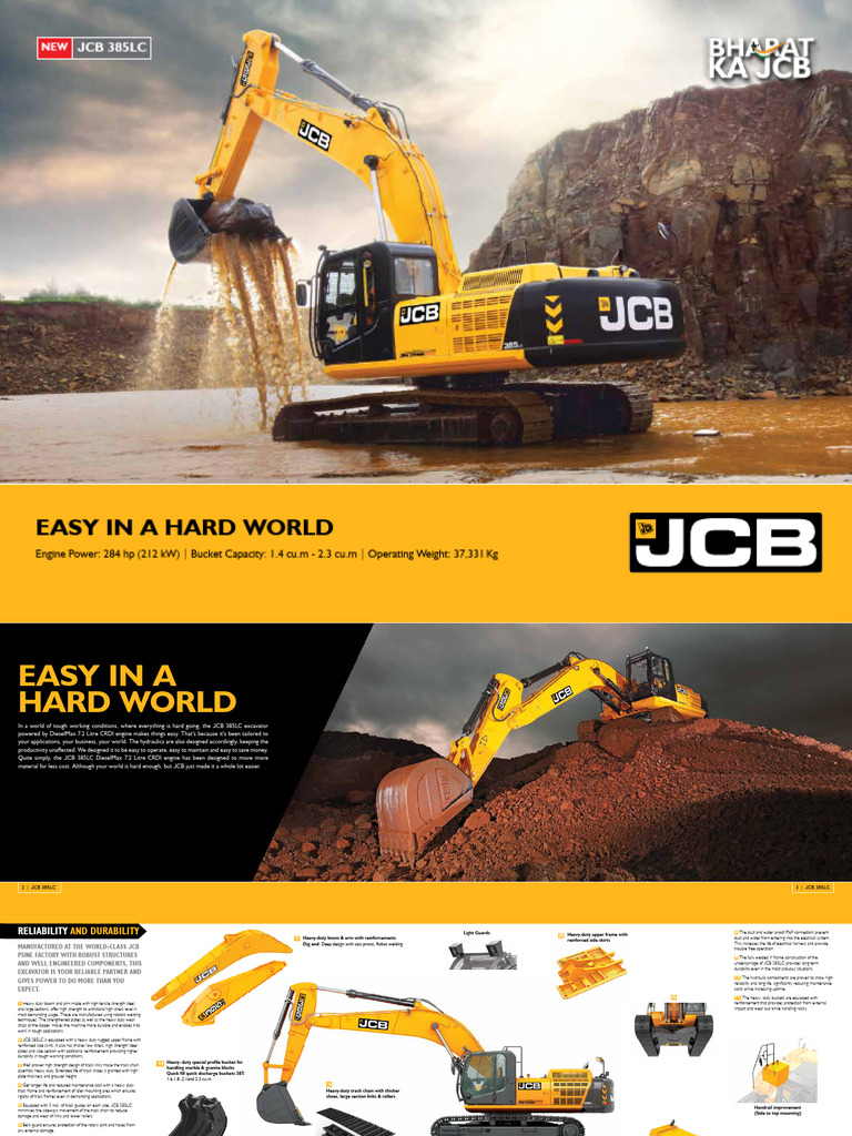 JCB 385LC Excavator Specifications | PDF | Pump | Engines