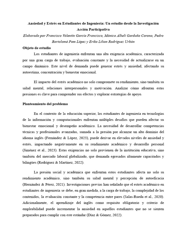 Estrés y Ansiedad en Estudiantes de Ingeniería | PDF | Estrés (biología ...