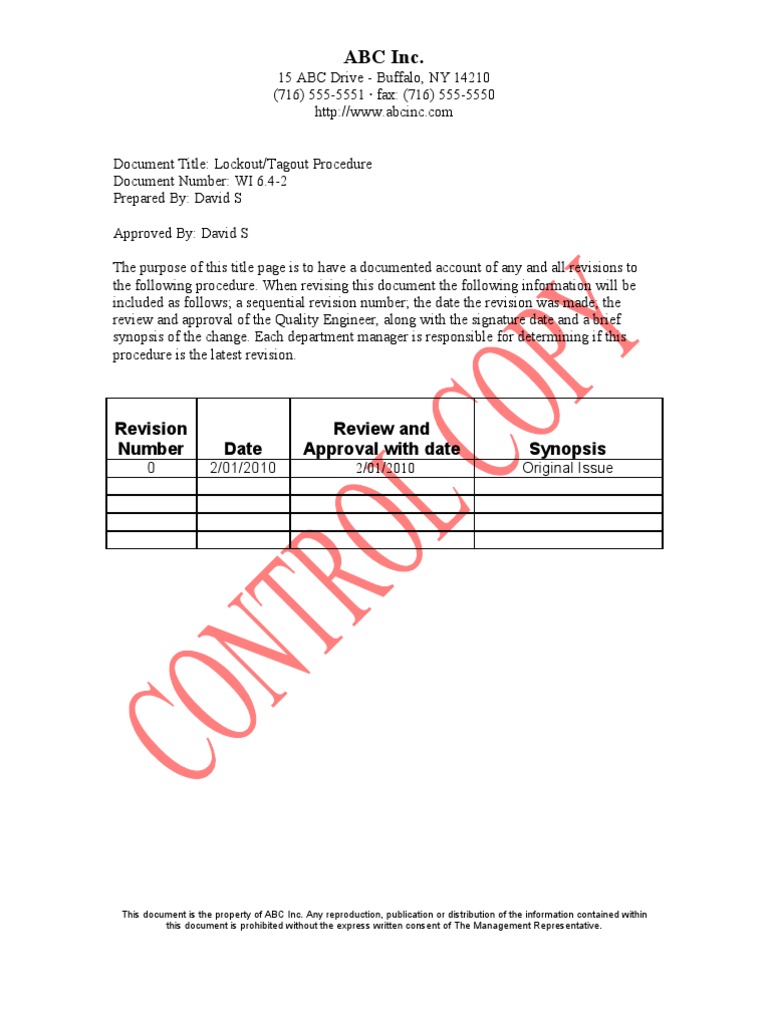 Lockout Tagout Procedure | PDF | Electrical Engineering | Engineering