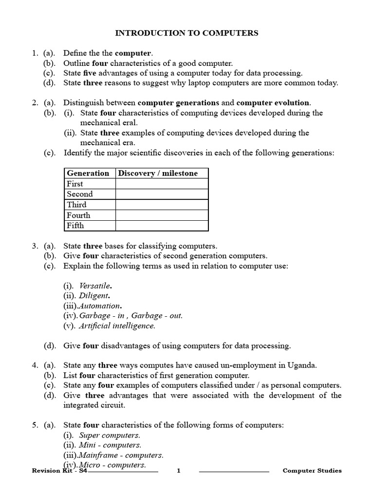 Computer Studies Revision Kit S4 | PDF | Computer Keyboard ...