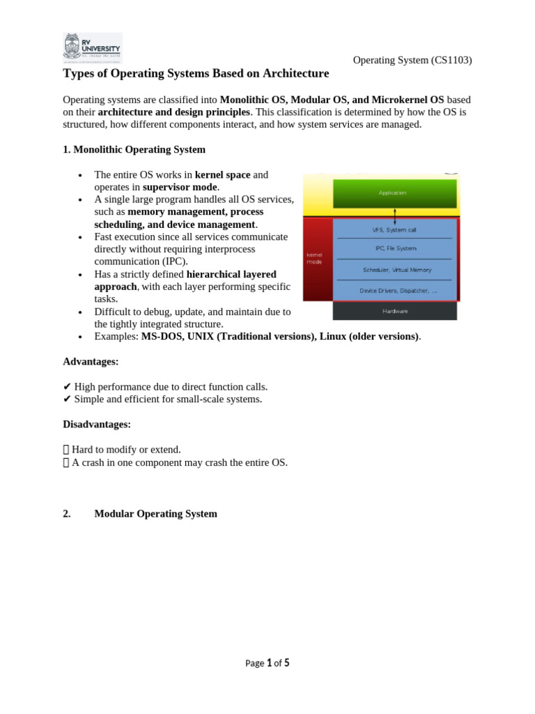 Types of Operating Systems Based On Architecture | PDF | Kernel ...