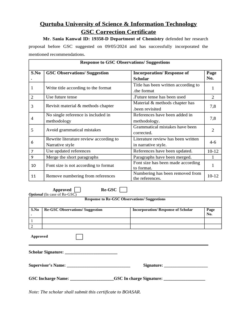 GSC Correction Certificate-2 | PDF