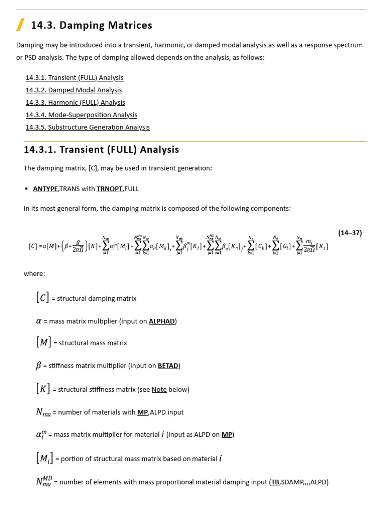 Damping Matrix in Structural Analysis | PDF | Matrix (Mathematics ...