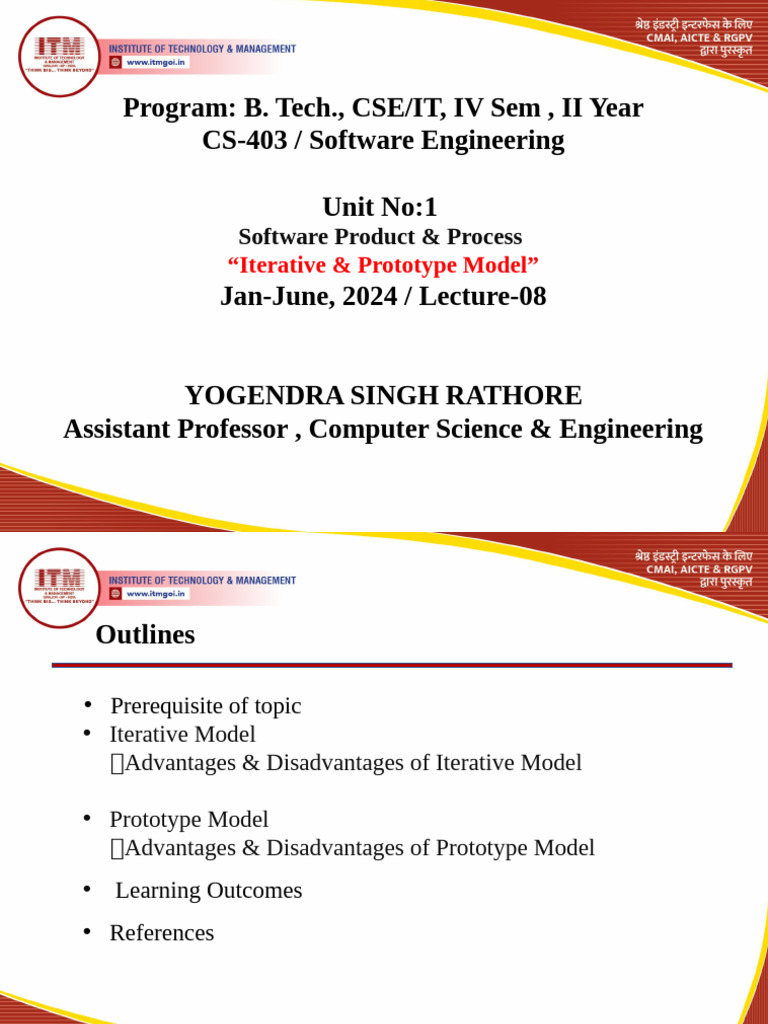 (25!02!2024) Iterative Prototype Model, CS-403, L-08 | PDF | Software ...