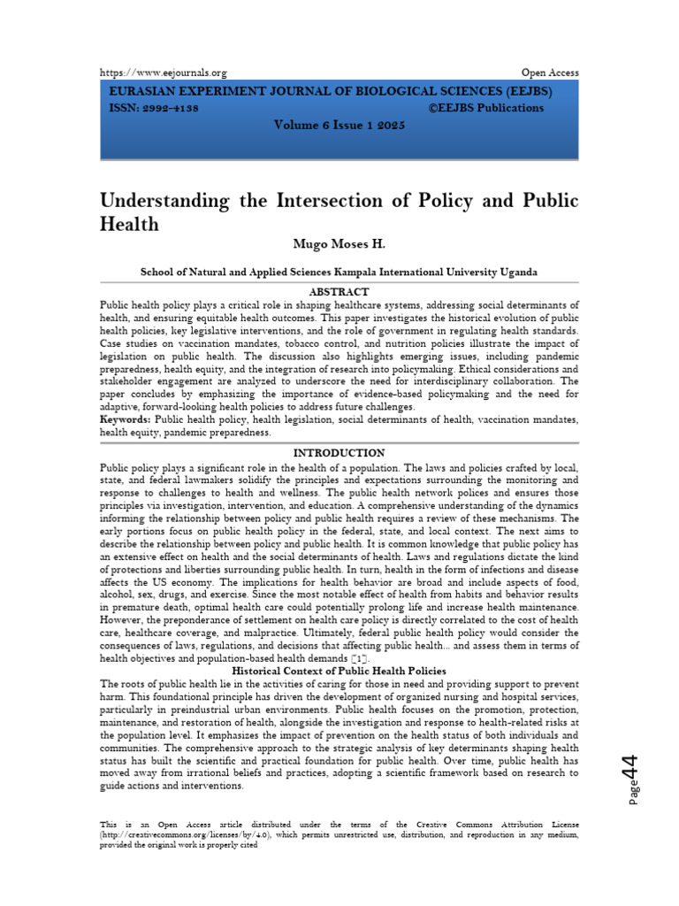 Understanding The Intersection of Policy and Public Health (WWW - Kiu ...