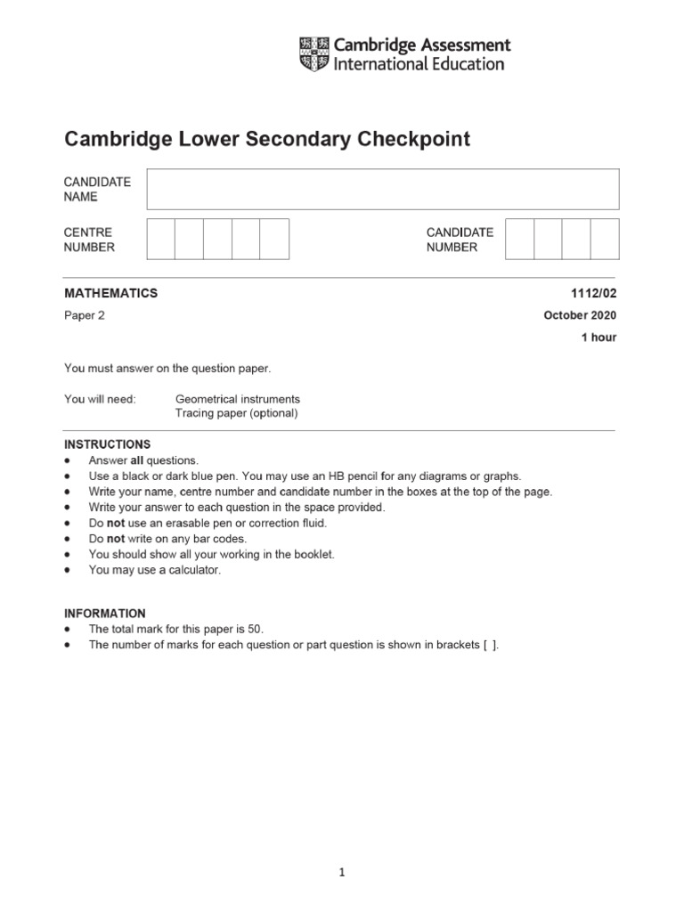 Math Y9 Oct 2020 P2 Answer. | PDF