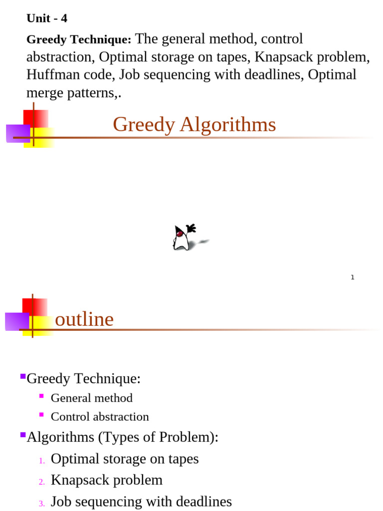 Unit - 4 Greedy Technique - Updated | PDF | Mathematical Optimization ...