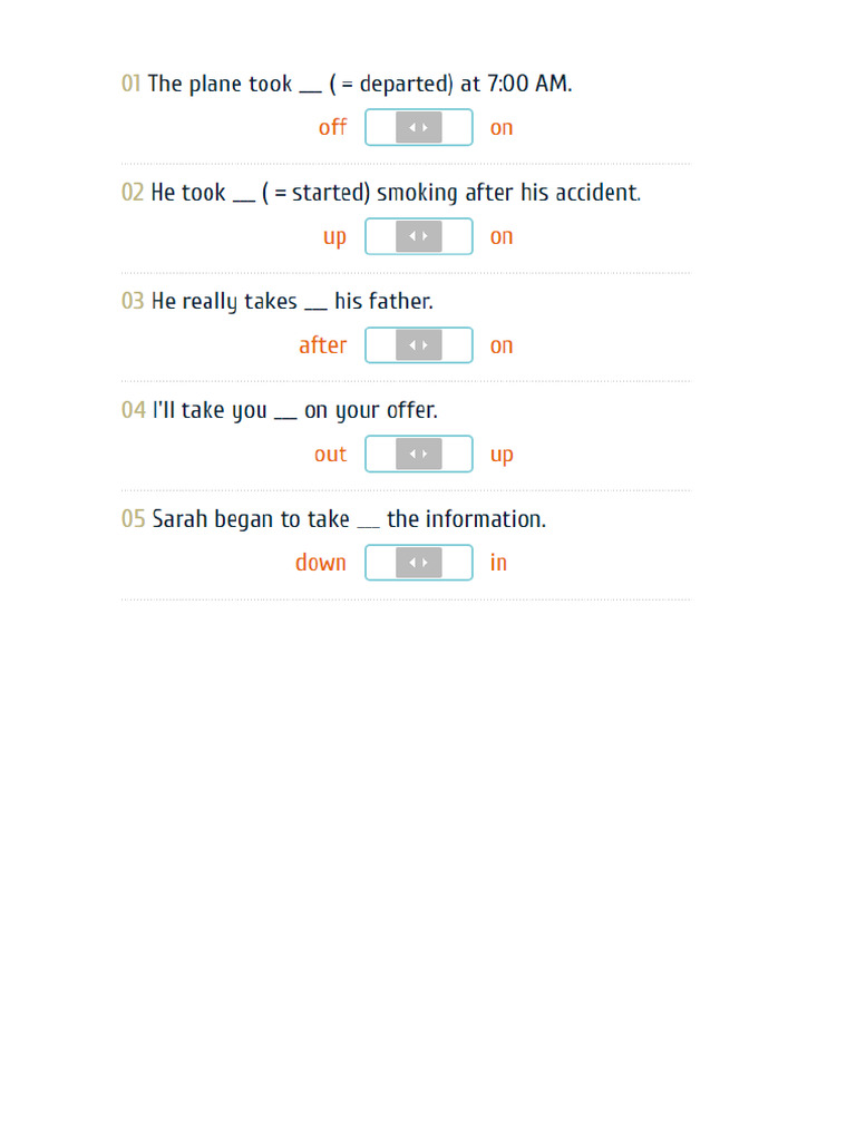 фразовый глагол take | PDF
