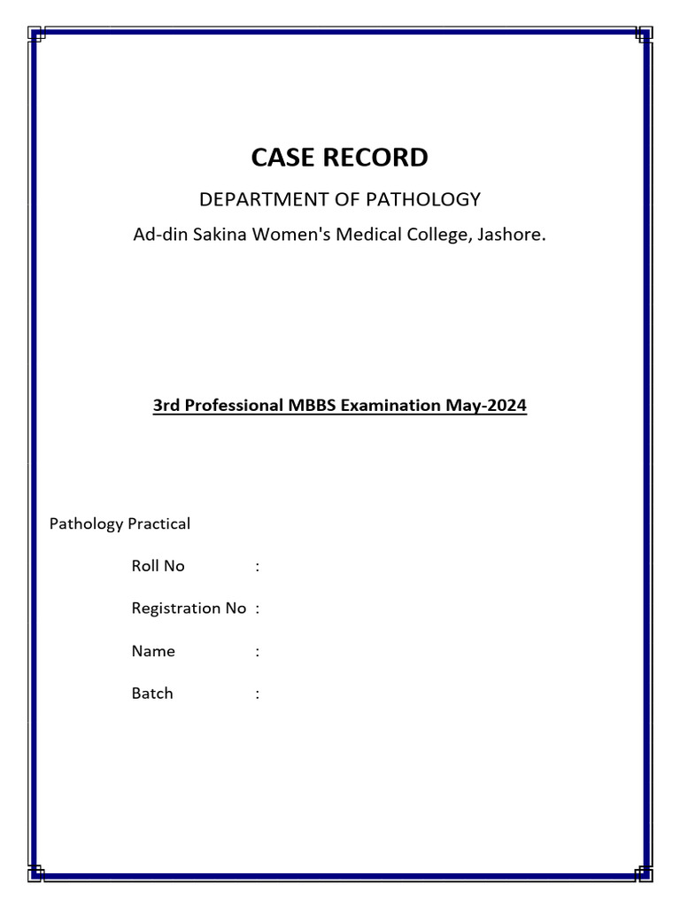 Pathology Practical Exam Case Record | PDF