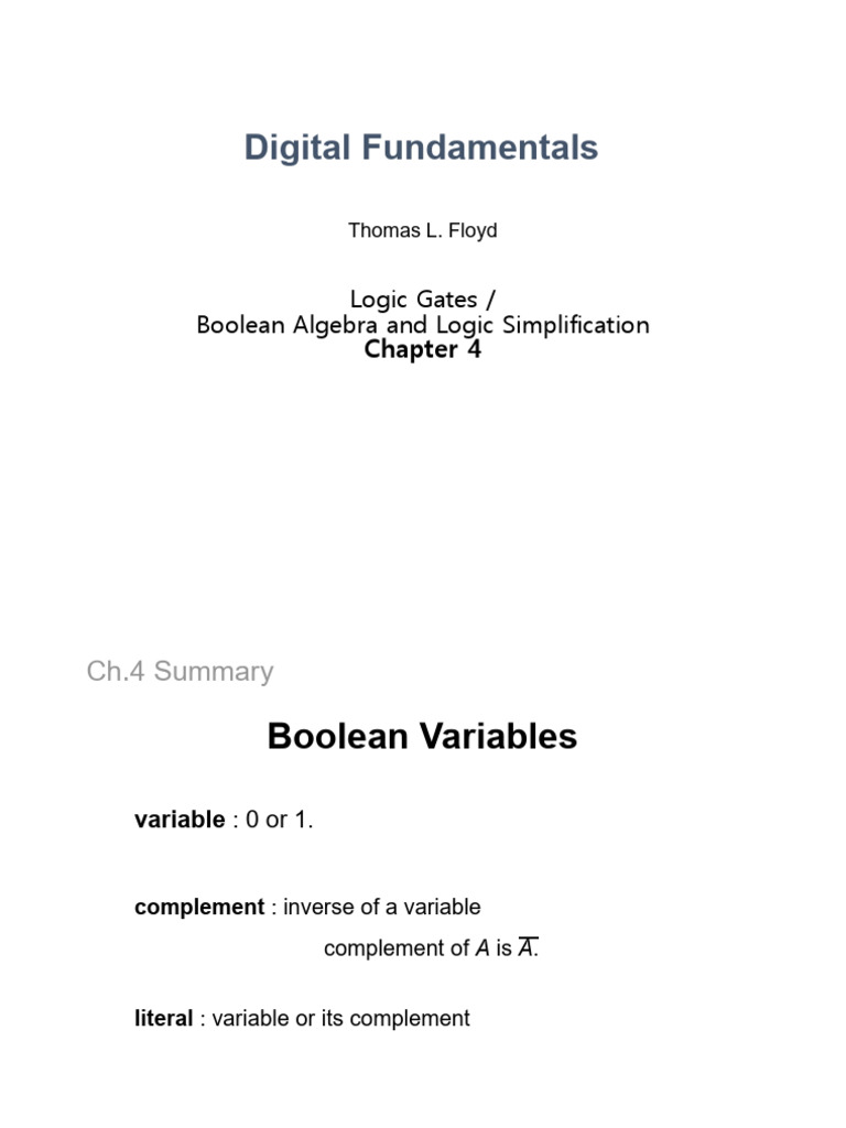 Boolean Algebra and Logic Gates Overview | PDF | Boolean Algebra ...