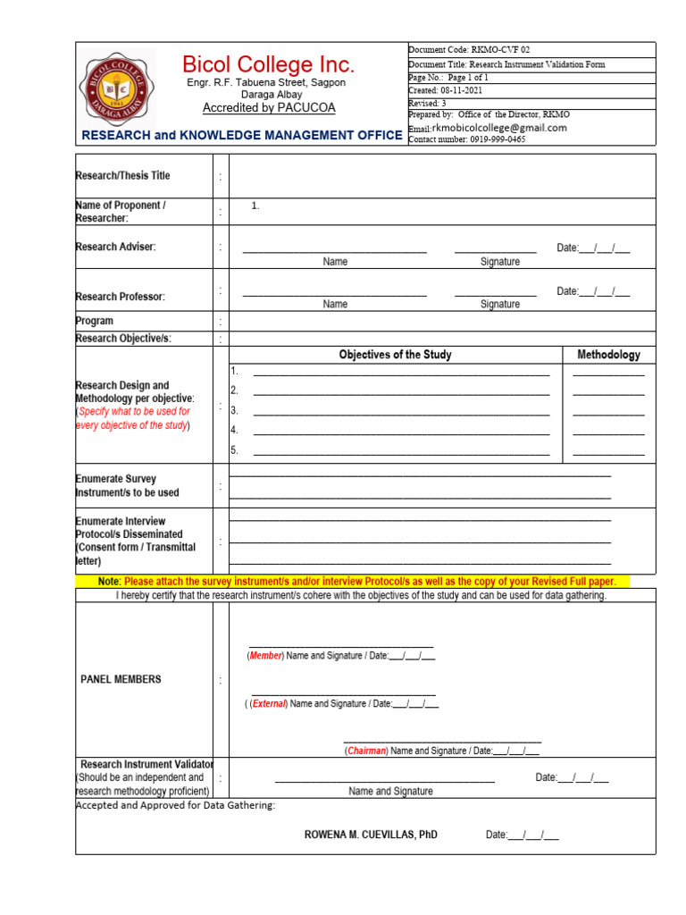 Content-and-Instrument-Validation-Form-GS) | PDF | Academia