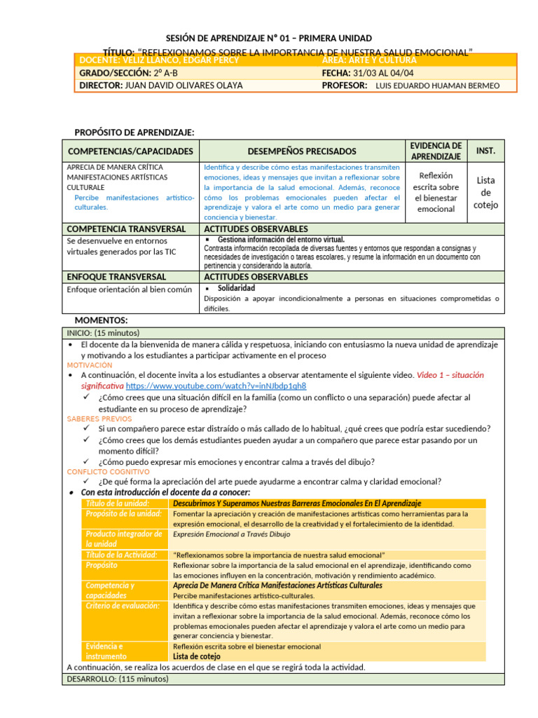 Salud Emocional y Arte en Aprendizaje | PDF | Las emociones | Bailes