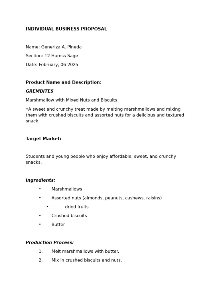 INDIVIDUAL BUSINESS PROPOSAL | PDF