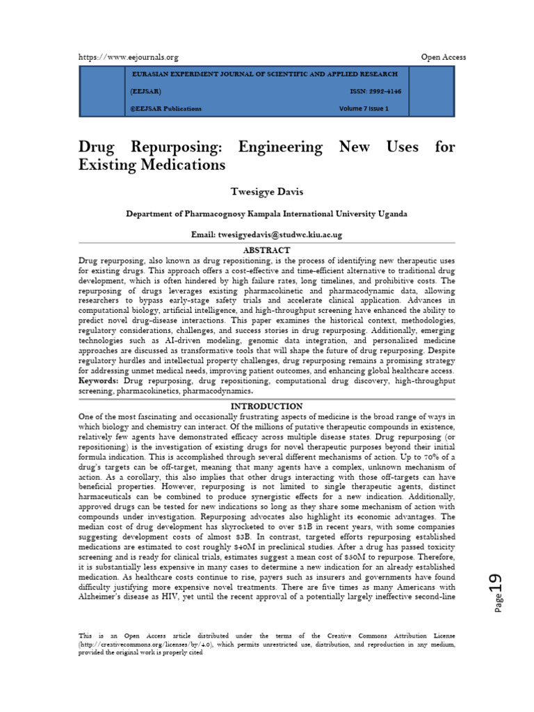 Drug Repurposing: New Uses for Medications | PDF | High Throughput ...