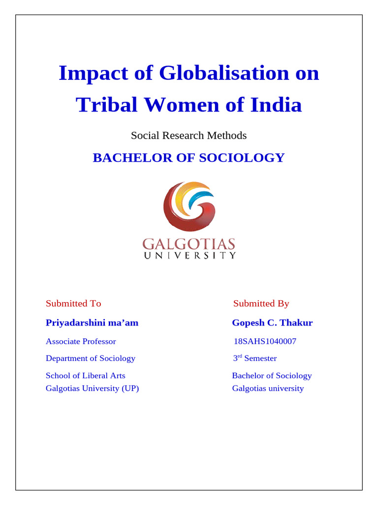 The Impact of Globalization On Tribal Women of India | PDF ...