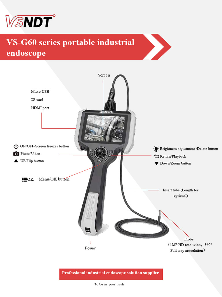 VS-G60 Portable Industrial Endoscope | PDF | Video | Imaging