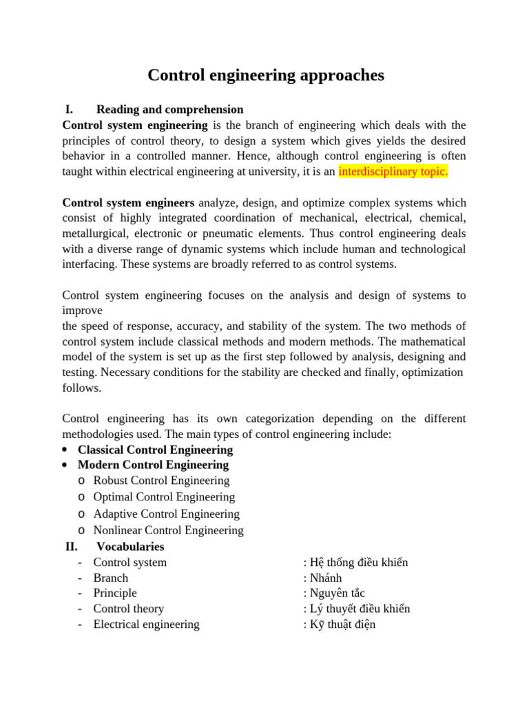Control Engineering Methods Explained | PDF | Control Engineering ...