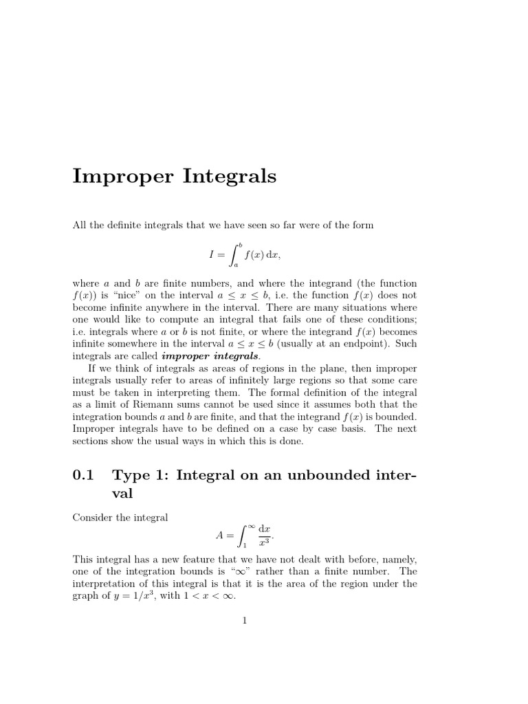 Understanding Improper Integrals | PDF | Integral | Mathematical Analysis