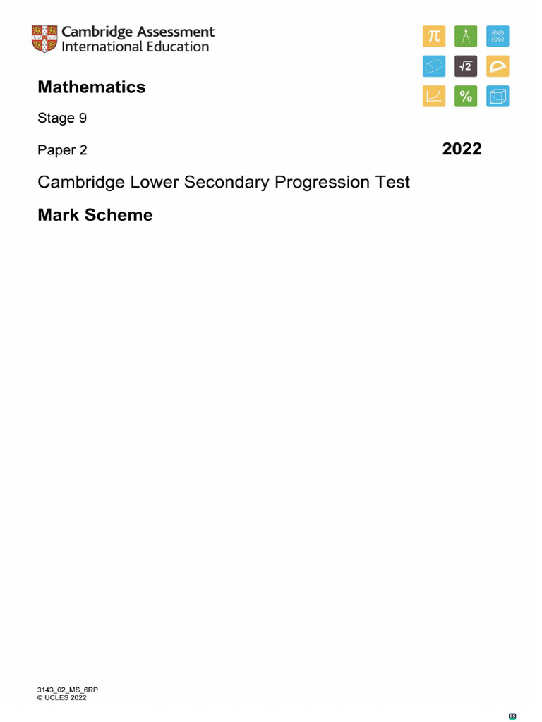Math Progression Test Stage 9 2022 P2 MS | PDF
