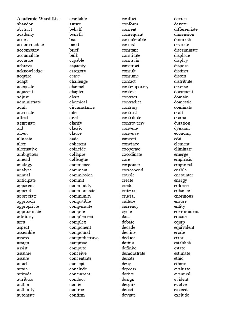 Academic Word List | PDF