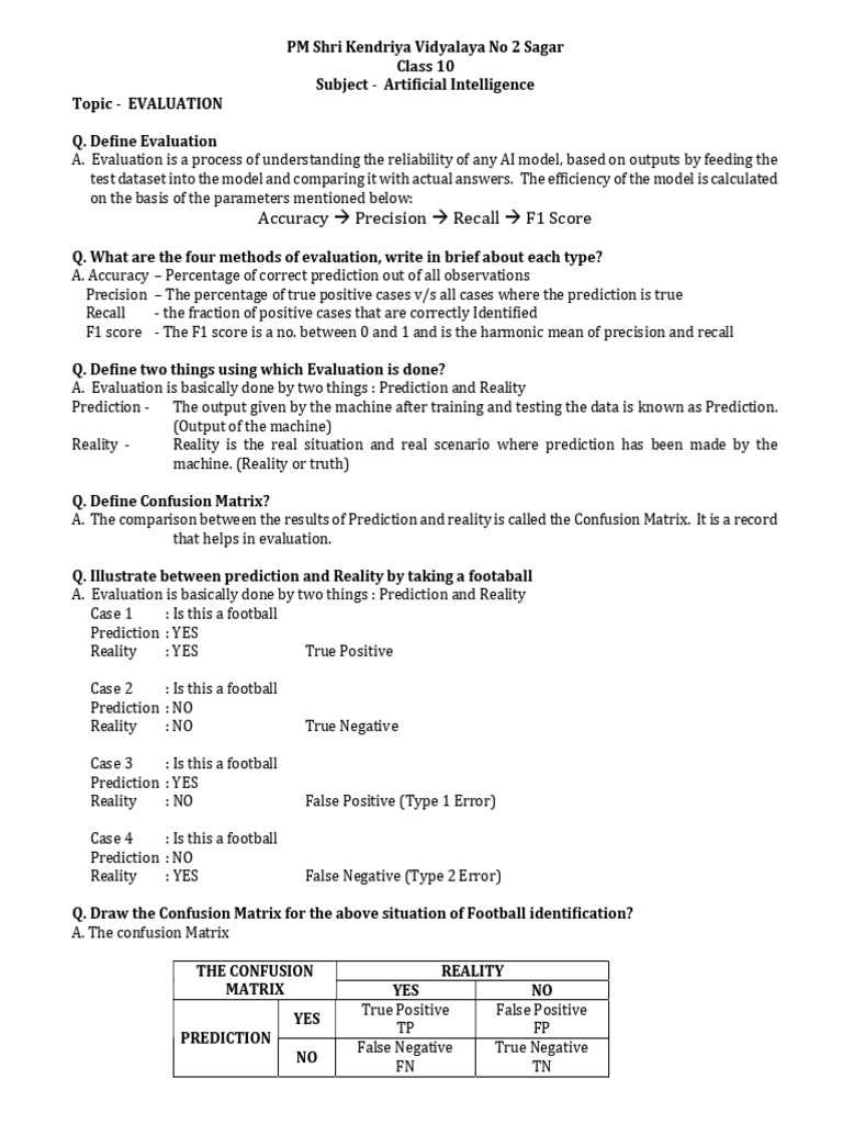 AI Model Evaluation Metrics Explained | PDF | Accuracy And Precision ...