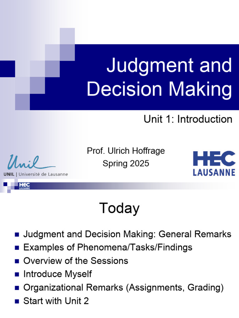 Introduction to Judgment and Decision Making | PDF | Heuristic ...