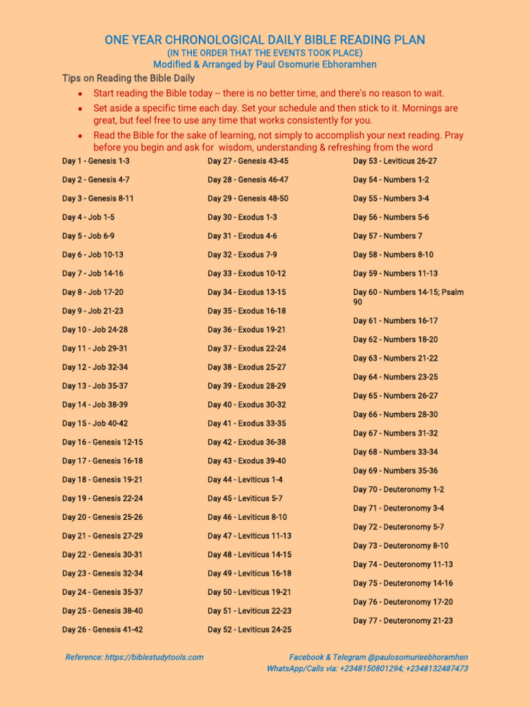 One Year Chronological Bible Plan | PDF