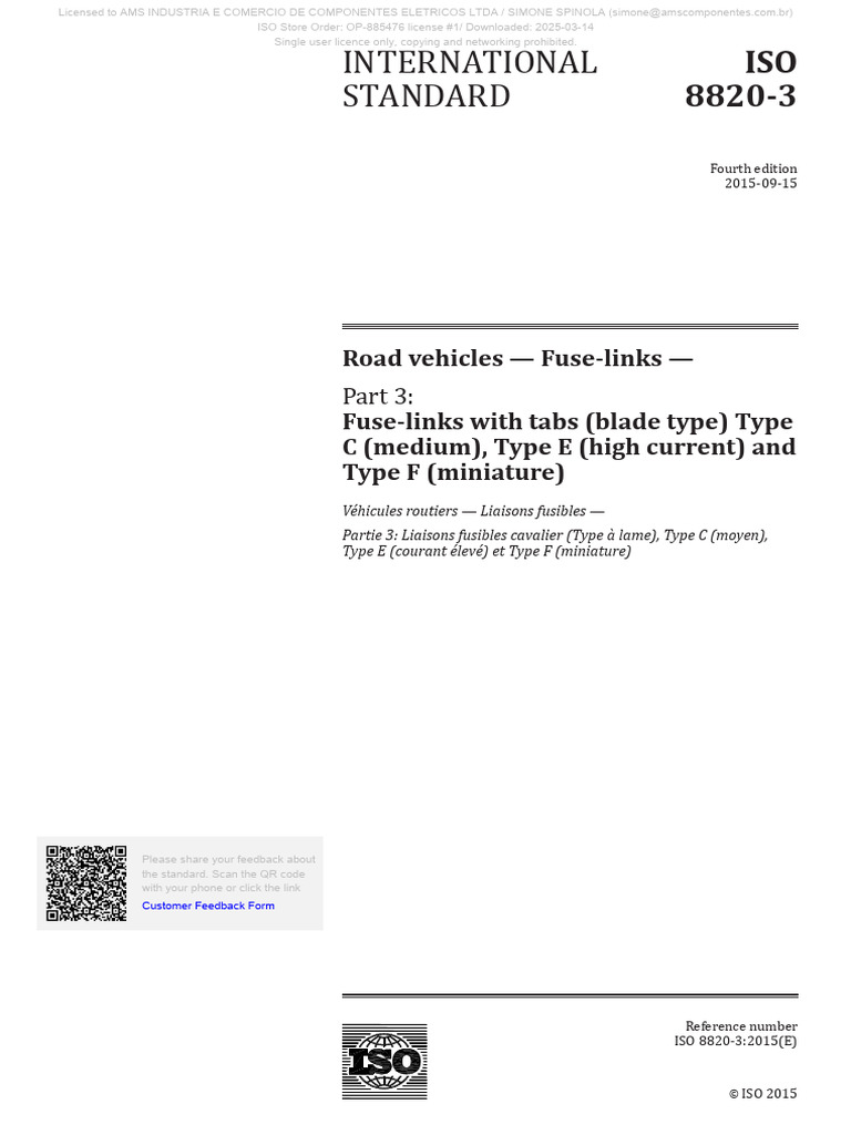 ISO 8820-3 2015 (En) | PDF | International Organization For Standardization