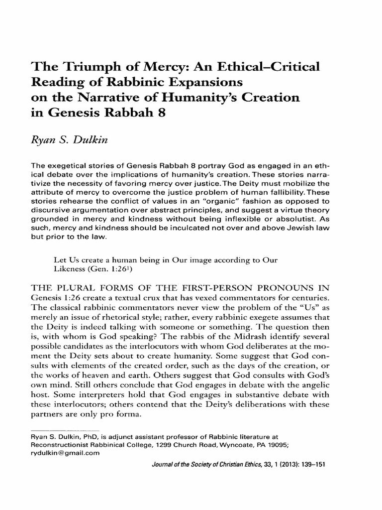Mercy Over Justice in Genesis Rabbah 8 | PDF | Midrash | Exegesis