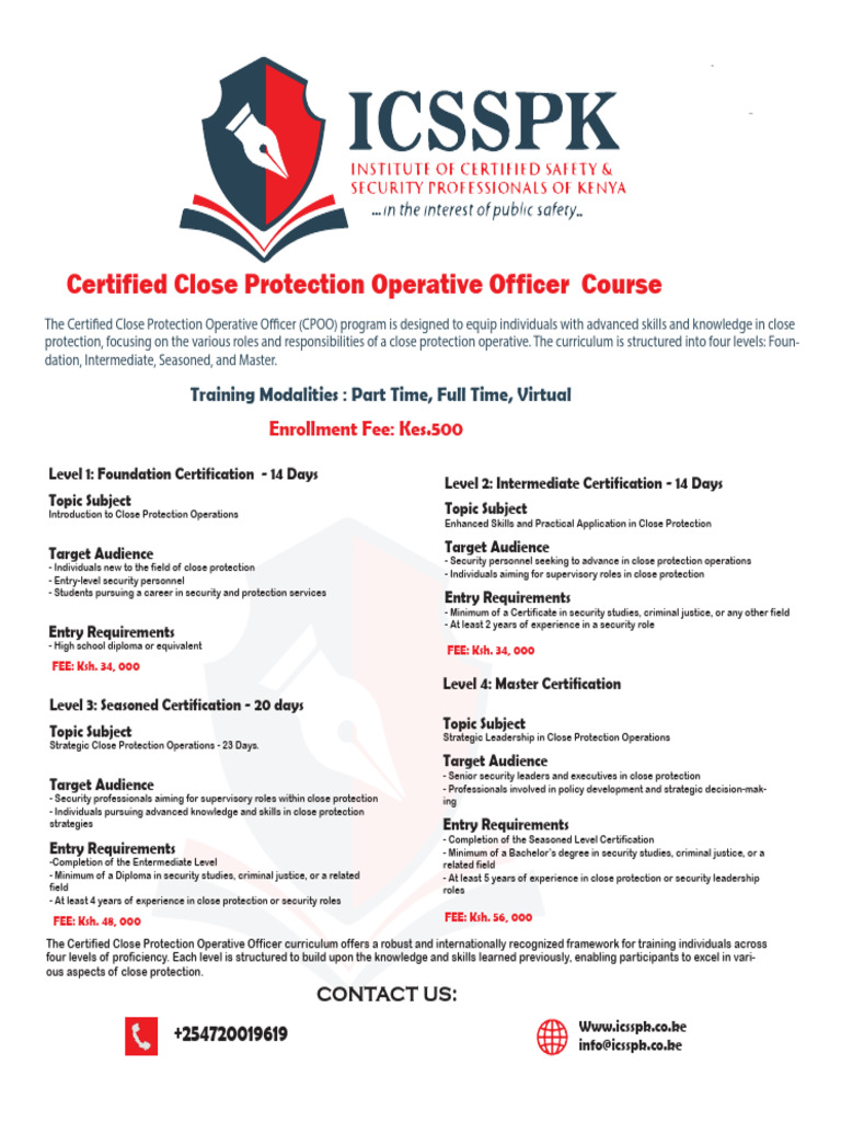 Certified Close Protection Officer Course | PDF | Academic Degree ...