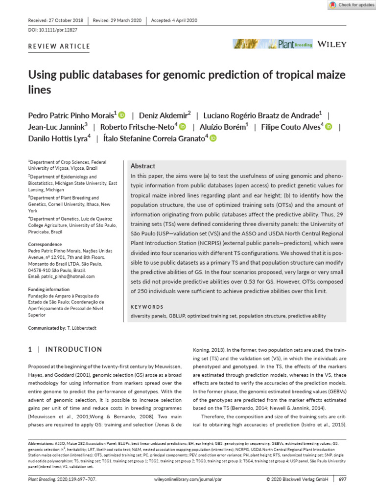 Genomic Prediction in Tropical Maize | PDF | Plant Breeding | Genetics