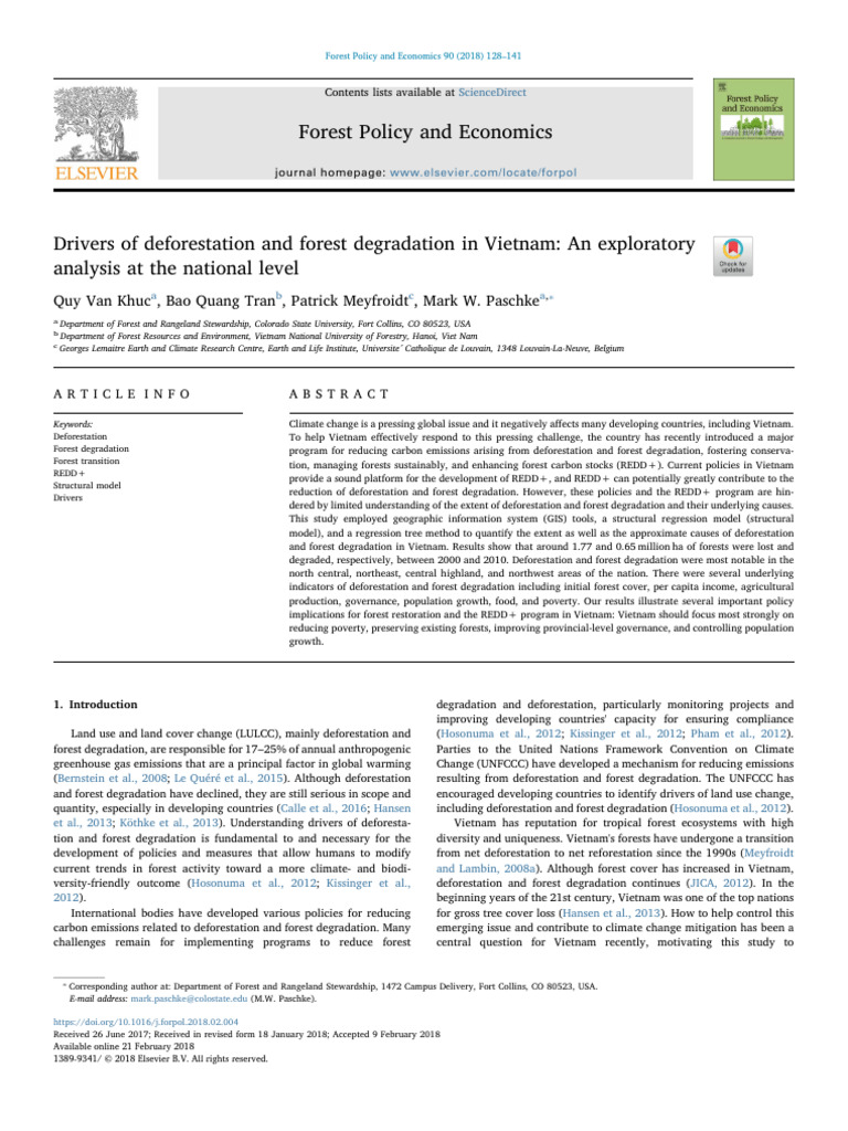 Drivers of Deforestation in Vietnam | PDF | Deforestation | Forests