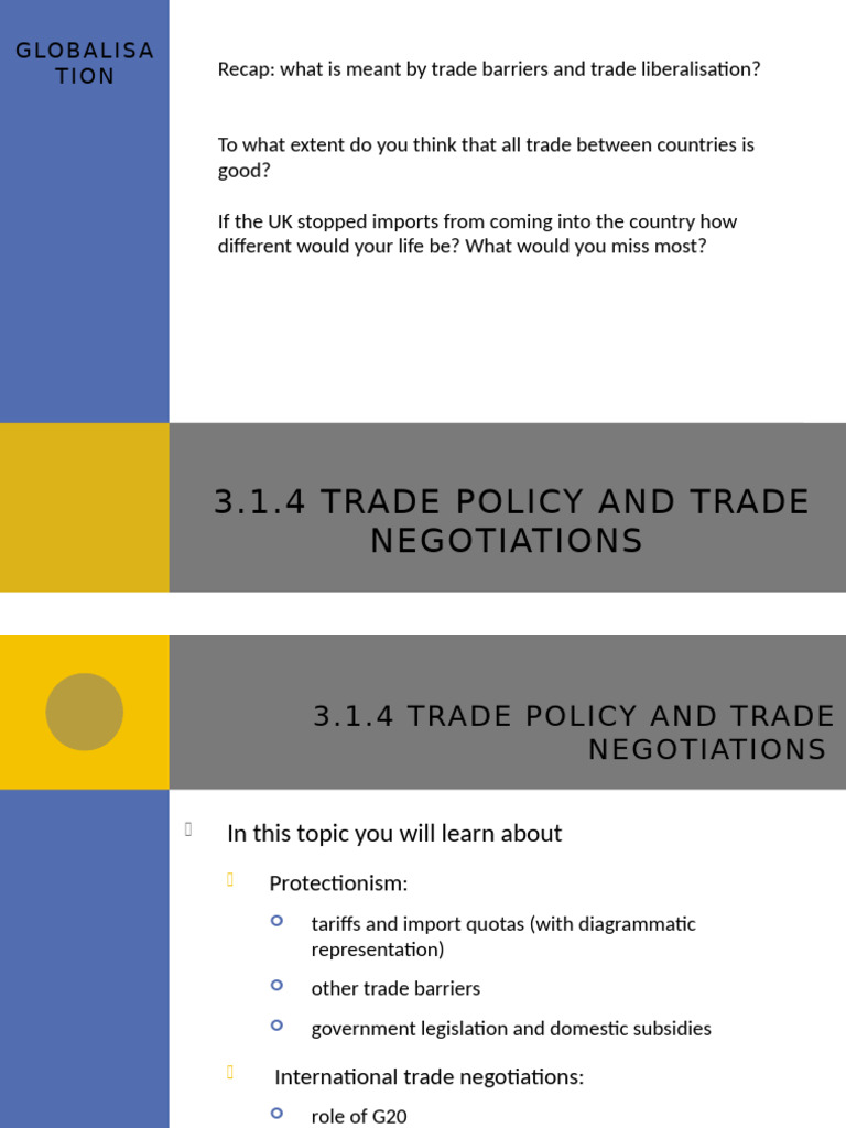 Trade Policy: Protectionism & Negotiations | PDF | Protectionism ...