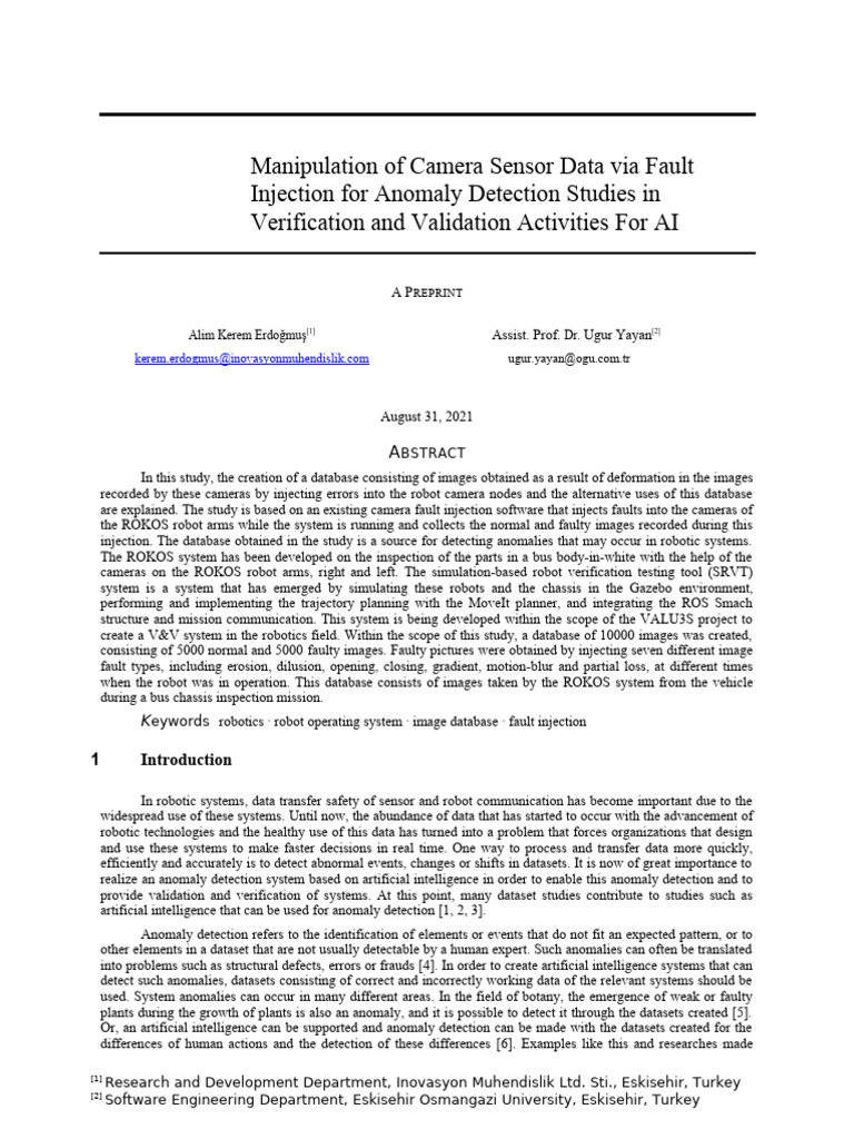 Camera Fault Injection for Anomaly Detection | PDF | Artificial ...