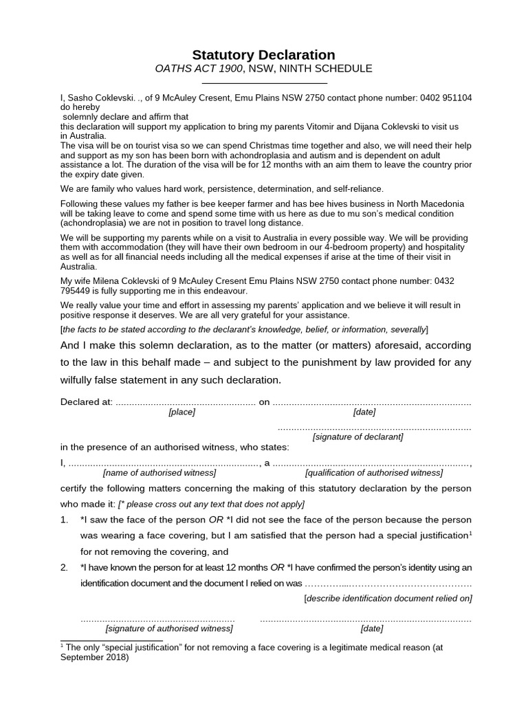 Nsw-Stat-Dec-Schedule-9 (3) In-Laws | PDF | Witness | Justice