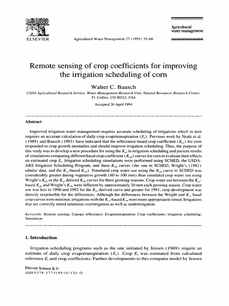 Remote Sensing for Corn Irrigation Scheduling | PDF ...