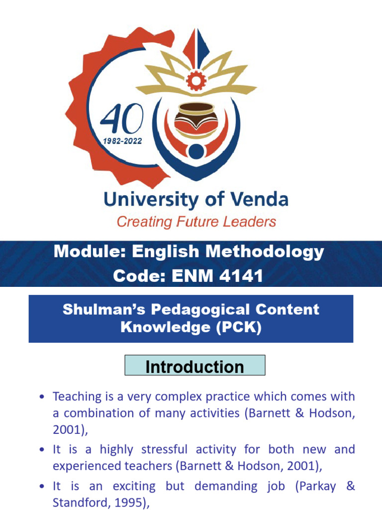 Shulman's Pedagogical Content Knowledge | PDF | Teachers | Learning