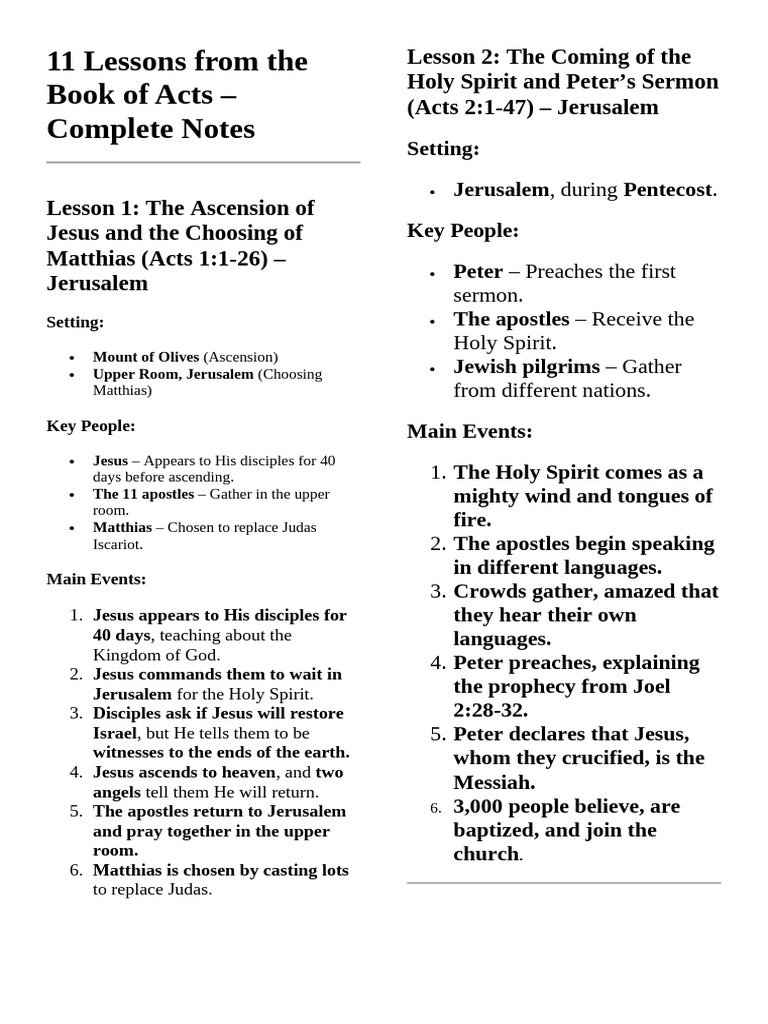 Lessons from the Book of Acts | PDF | Paul The Apostle | Jesus