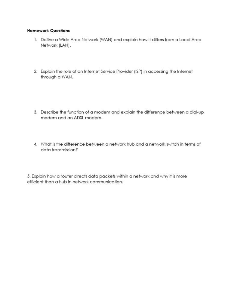 Wide Area Networks Homework | PDF