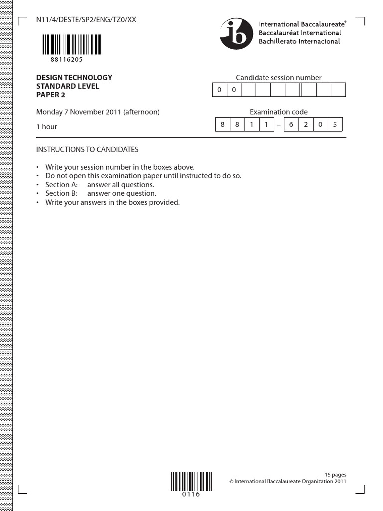 Design Technology Exam Paper 2011 | PDF | Secondary Sector Of The ...