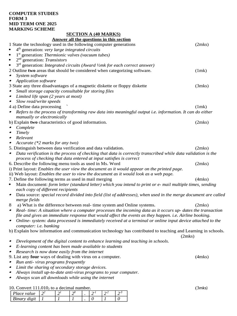 Computer Studies F3 MS | PDF | Computer Program | Programming