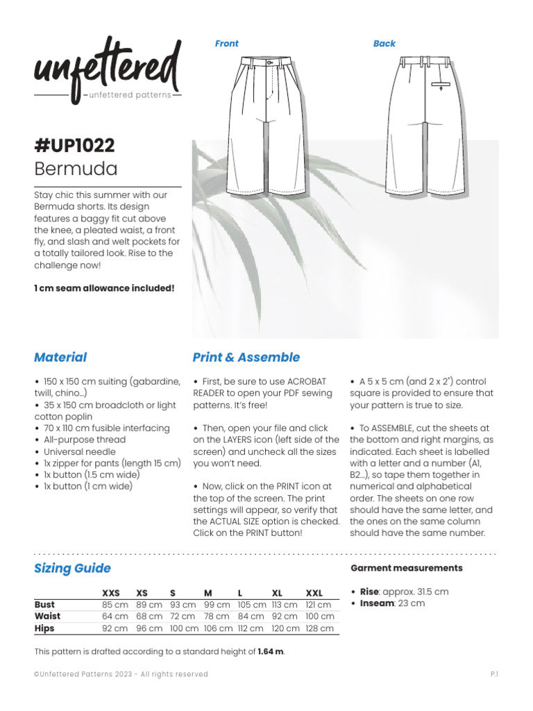 Bermuda Shorts Sewing Pattern Guide | PDF | Seam (Sewing) | Sewing
