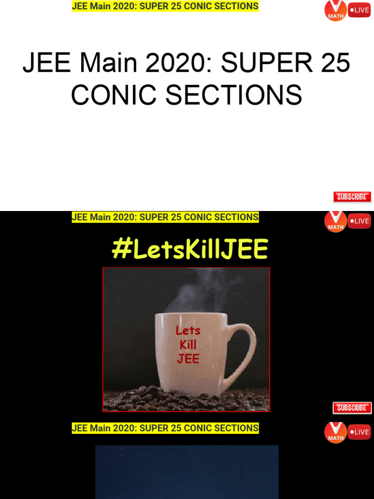 Jee+Main+2020 +Super+25+Conic+Sections | PDF | Manifold | Analytic Geometry