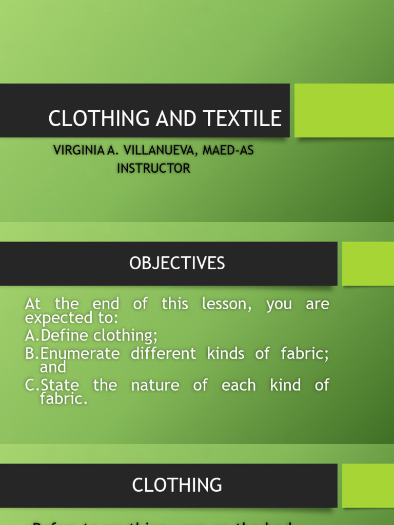 Understanding Clothing and Fabrics | PDF