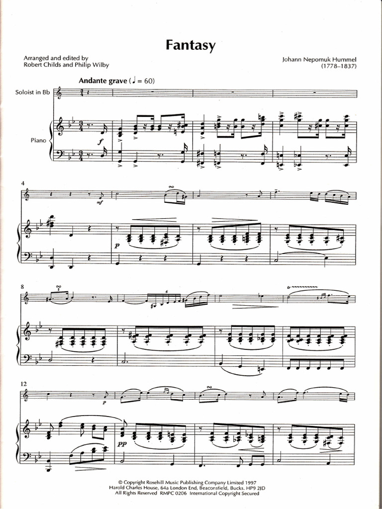 Hummel Johann - Fantasy - For Euphonium and Piano | PDF