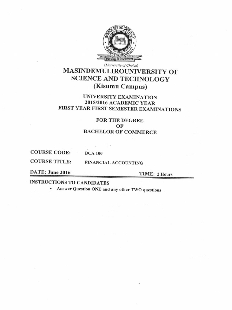 Bca 100 Financial Accounting - 241215 - 142828 | PDF